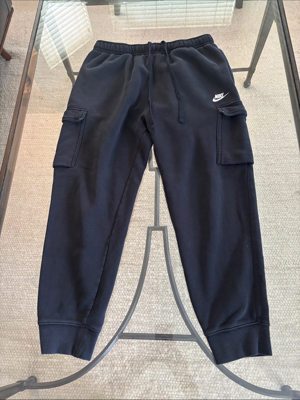 Nike Men’s Black Cargo Joggers with White Swoosh